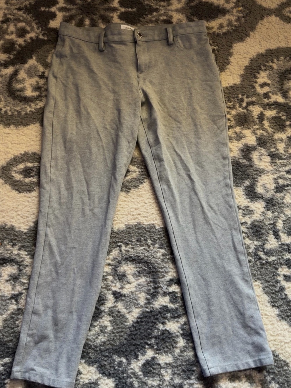 Calvin Klein Heather Gray Ponte Pants with Silver Button